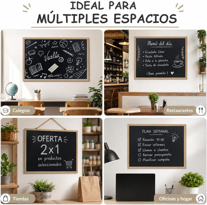 30x40cm Blackboard mit Holzrahmen, Kreidetafel Löschbar, Schwarze Tafel Zur Verwendung mit Tiza und