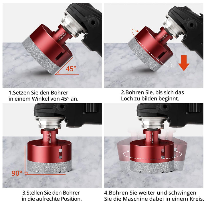 GETLITOOL 11tlg Diamant Fliesenbohrer Set 6-110mm, Diamant Lochsägeset mit Fingerfräser Fasenbohrer