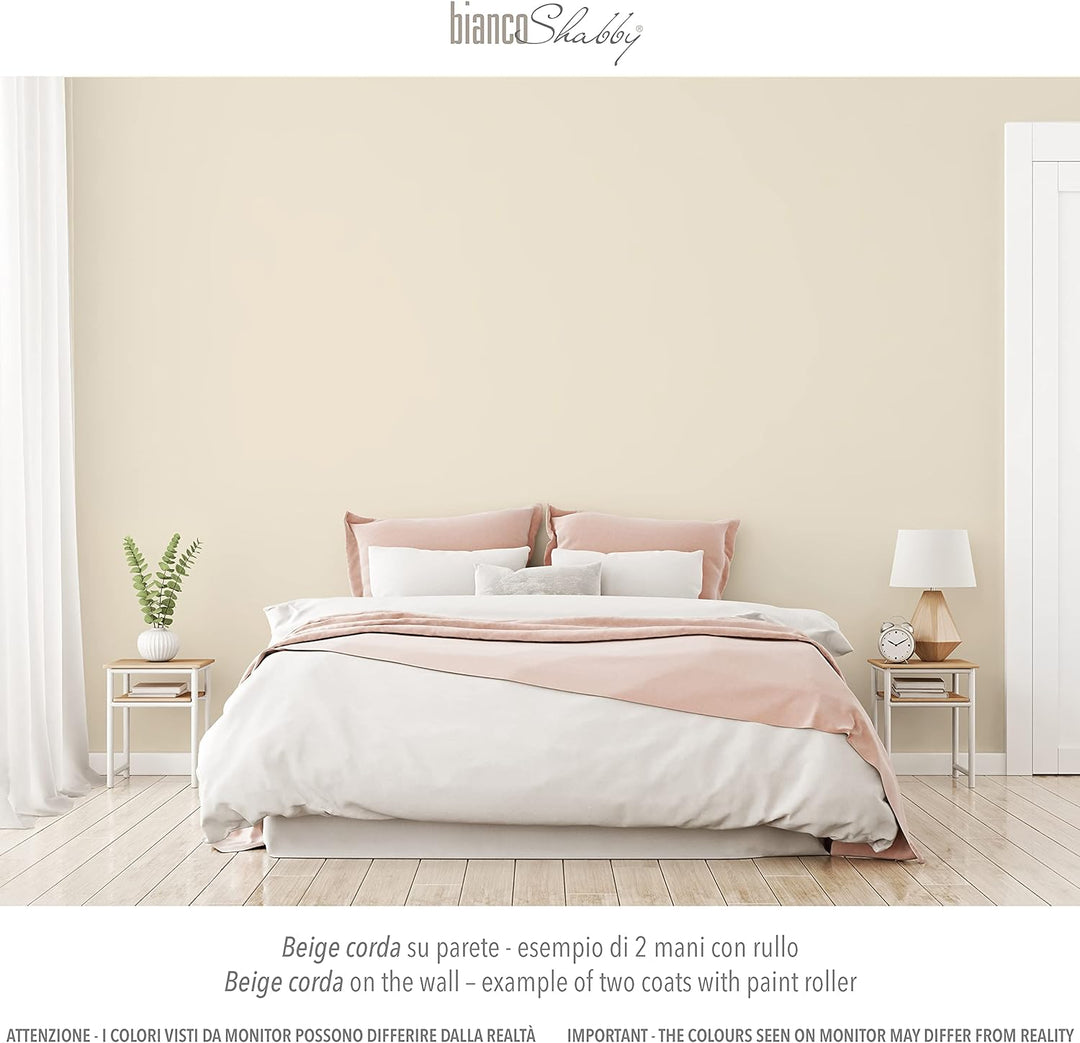 bianco Shabby® Beige Corda Kreidefarbe Wasserbasis für Alle Oberflächen einfach zu verarbeiten ohne