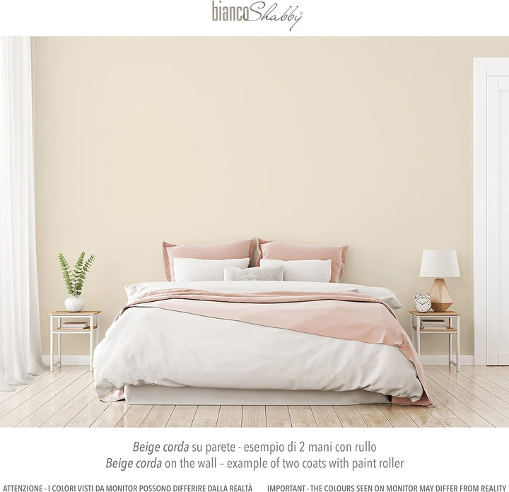 bianco Shabby® Beige Corda Kreidefarbe Wasserbasis für Alle Oberflächen einfach zu verarbeiten ohne