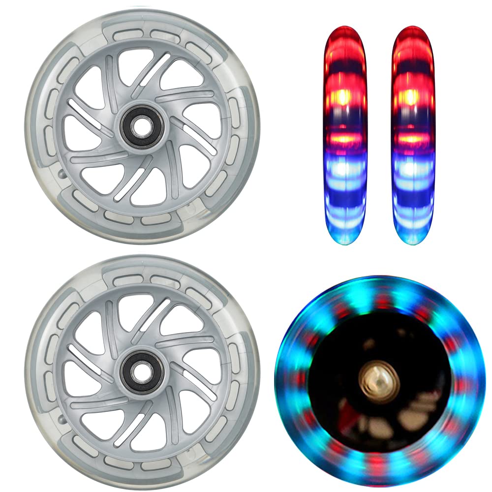 Roller Ersatzrad 120mm mit LED Blinker und ABEC-9 Kugellager, 2 Stück, Schwarz, für Micro Globe Scoo