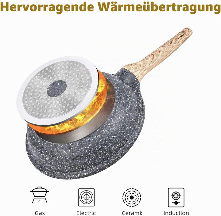 Antihaft Pfanne Bratpfanne Beschichtet 24cm, Granit Pfannen Nonstick Frying Pan, Beschichtete Pfanne