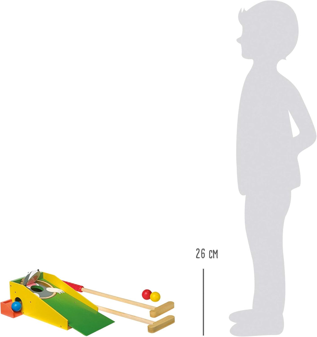 Legler small foot 8177 Minigolf „Maulwurf“ aus buntem Holz, mit zwei Schlägern und vier bunten Bälle