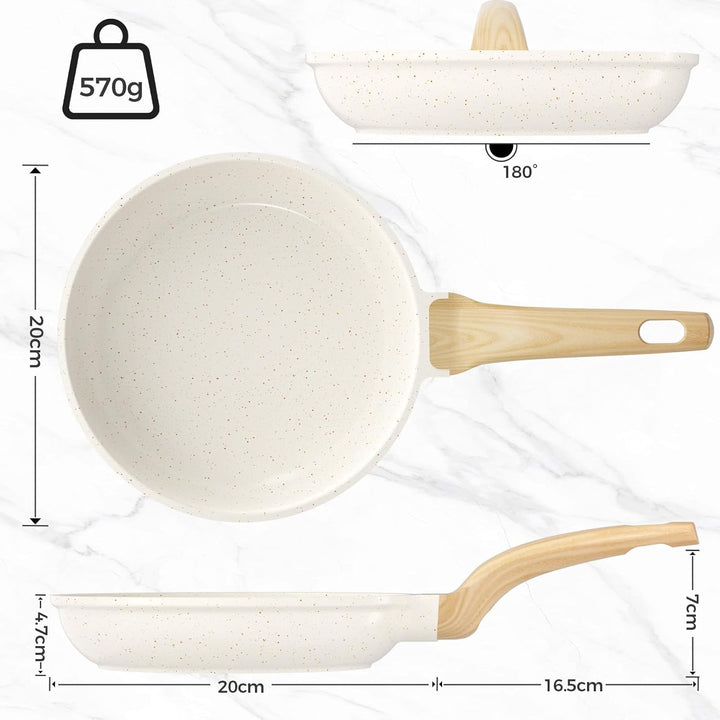YASHE Bratpfanne mit Antihaftbeschichtung, 20 cm, Pfanne mit Granitbeschichtung für Eier, Pfannkuche
