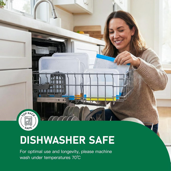 IDEATECH 20er Pack Wiederverwendbare Silikon-Zip-Gefrierbeutel – BPA-Freie, Wasserfeste Lebensmittel