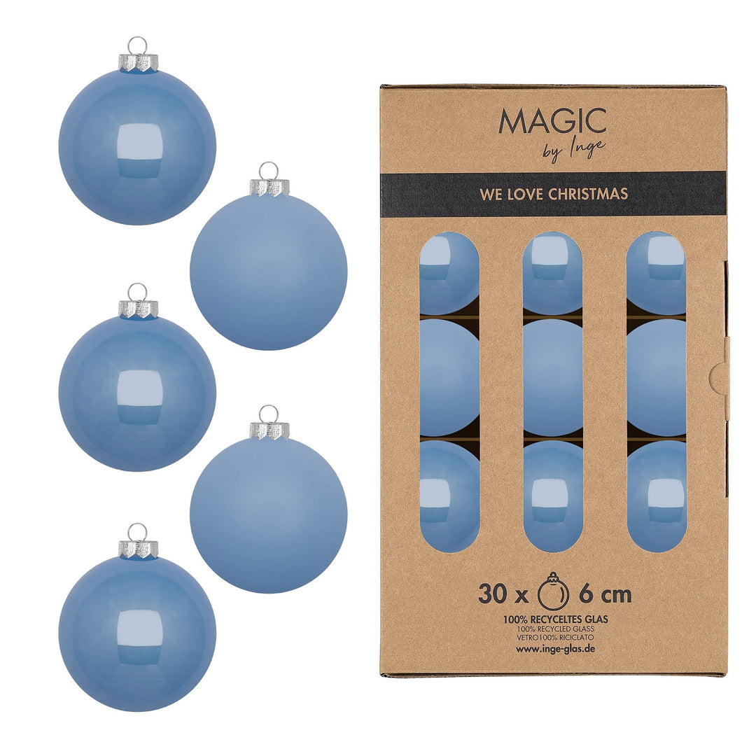 Weihnachtskugeln Glas 6cm 30 Stück - matt & glänzend - Christbaumkugeln Weihnachtsbaumkugeln für Wei