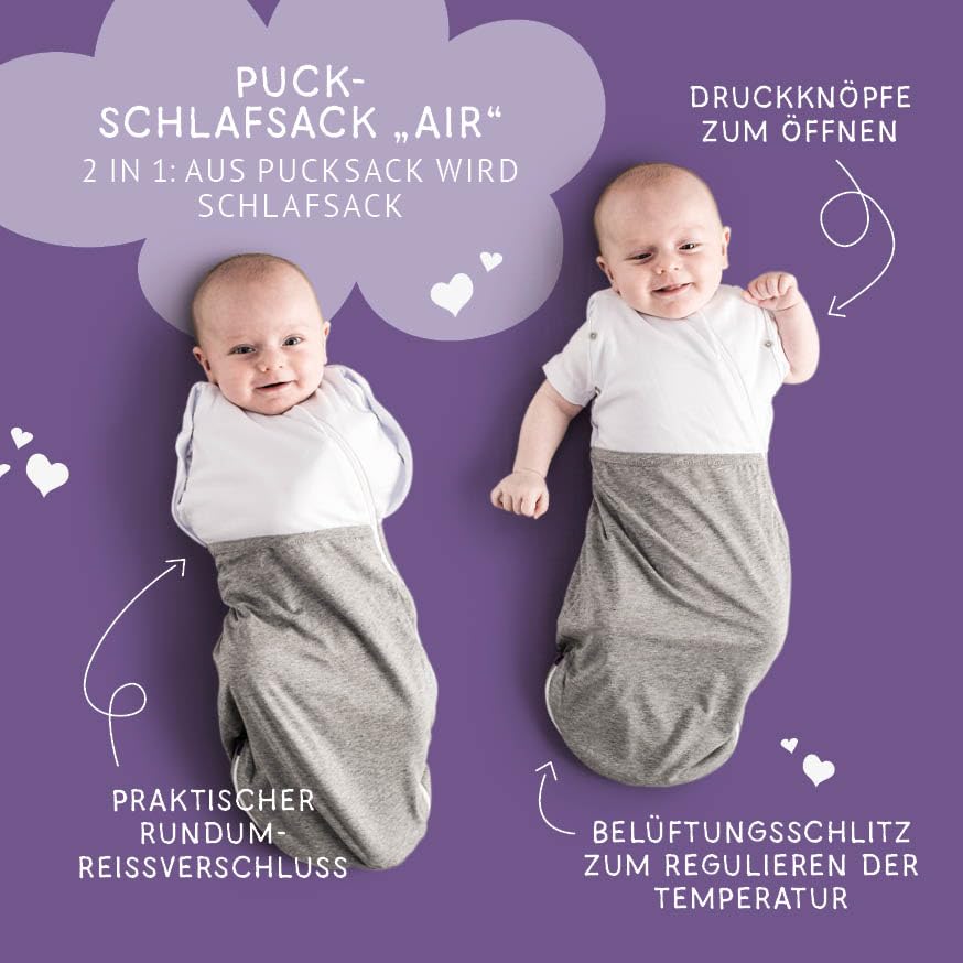 Träumeland S1000101 Puck-Schlafsack "Air" grau meliert, von 0-3 Monate, mehrfarbig
