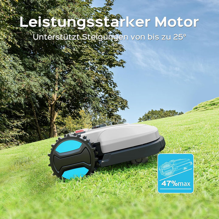 YARDCARE E400 Mähroboter mit App Steuerung, Max. bis zu 400m², 20-60mm Schnitthöhe,Rasenroboter, Reg