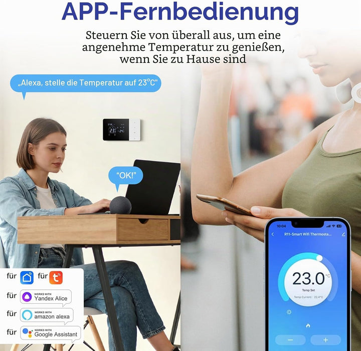 Smart Wireless Thermostat Raumthermostate, für Tuya Batteriethermostat Wifi Heizung/Kühlung Thermost