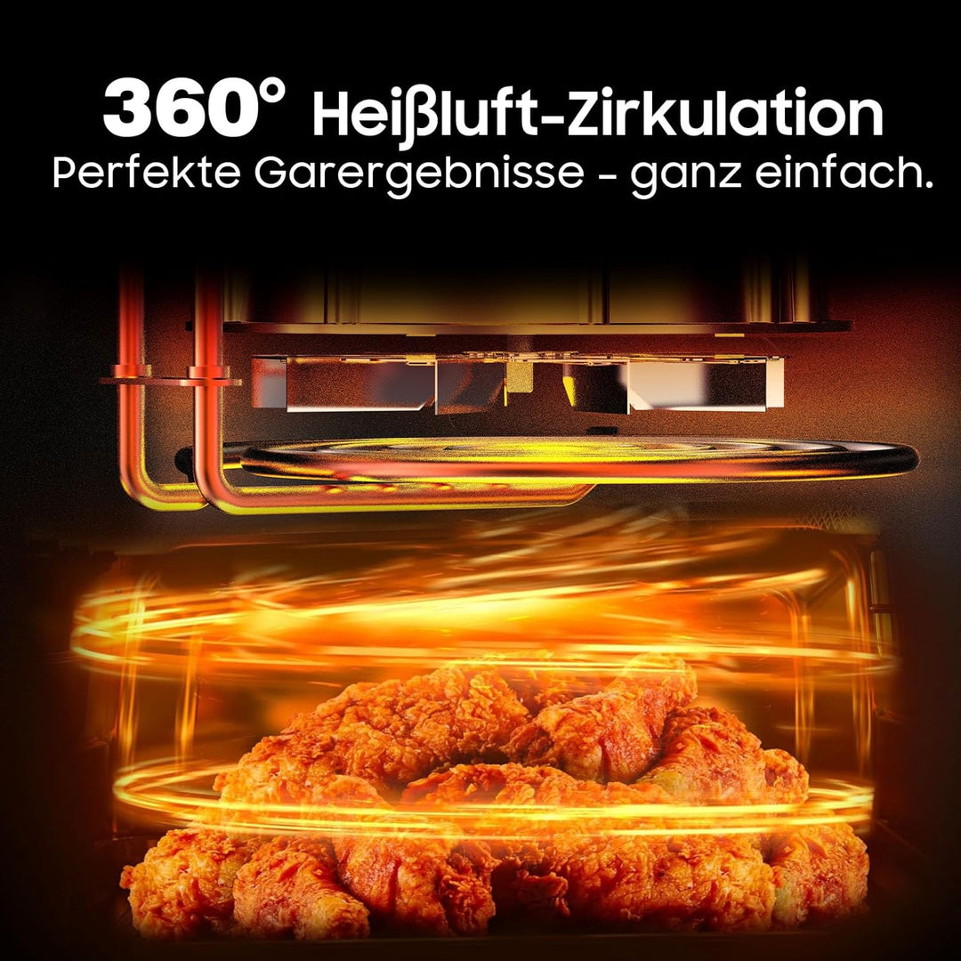 Dewelling Heissluftfritteuse XXL 9L - 2350W Airfryer für Schnellgar, 9 Programmen, LED Display & War
