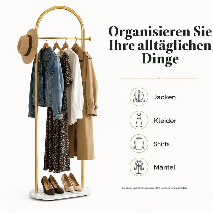 Small Clothes Rail Kleiderständer mit Marmorsockel, Heavy Duty Coat Rail Freistehend für Schlafzimme