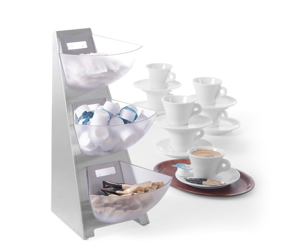 HENDI Multifunktions Buffet Ständer, 3 x 1-Liter Schalen, für z.B. Milchtaps, Zucker, Teebeutel, Ede