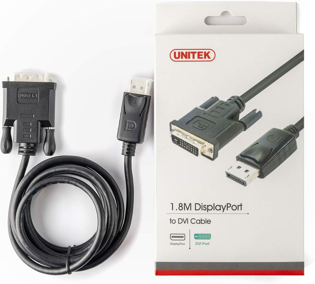 UNITEK DisplayPort auf DVI Kabel, Signalwandler, Konverter I 180cm I Auflösungen von bis zu 1920x120