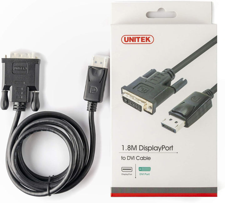 UNITEK DisplayPort auf DVI Kabel, Signalwandler, Konverter I 180cm I Auflösungen von bis zu 1920x120