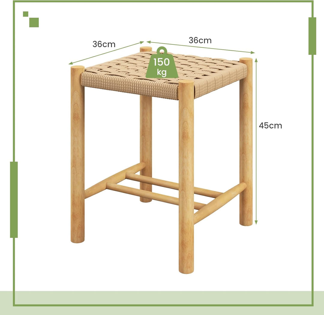 GIANTEX Barhocker 2er Set Barstühle, Esszimmerstühle Küchenstühle Holz & geflochtenem Papier, Tresen