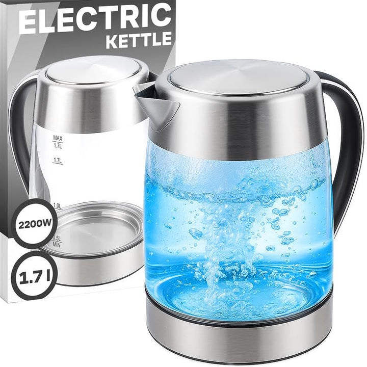 Retoo Glas Wasserkocher Elektrischer 1.7L 2200W Edelstahl, Überhitzungsschutz, Warmhaltefunktion, BP