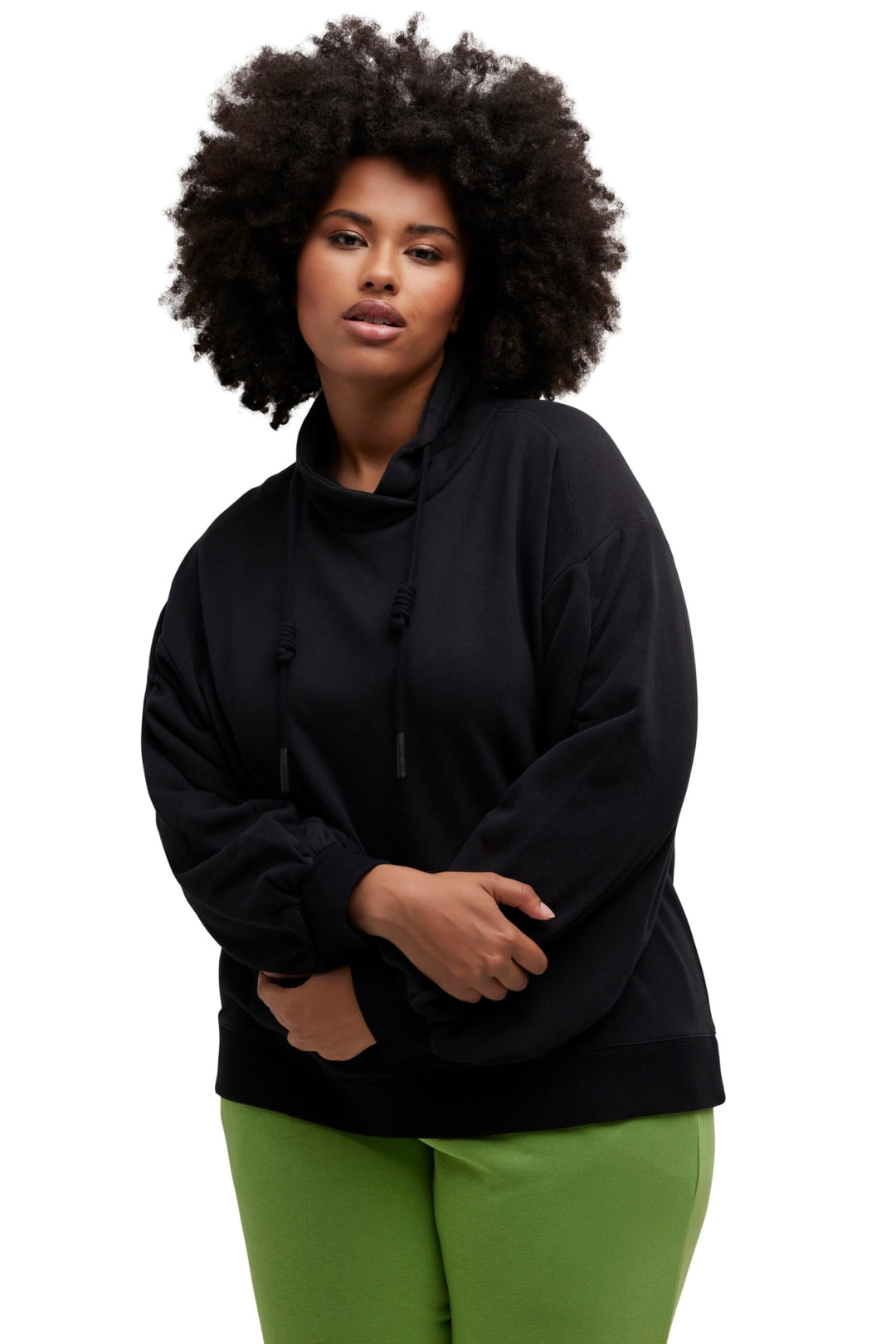 Ulla Popken Damen grosse Grössen Übergrössen Plus Size Sweatshirt, Kängurutasche, Oversized, Stehkra
