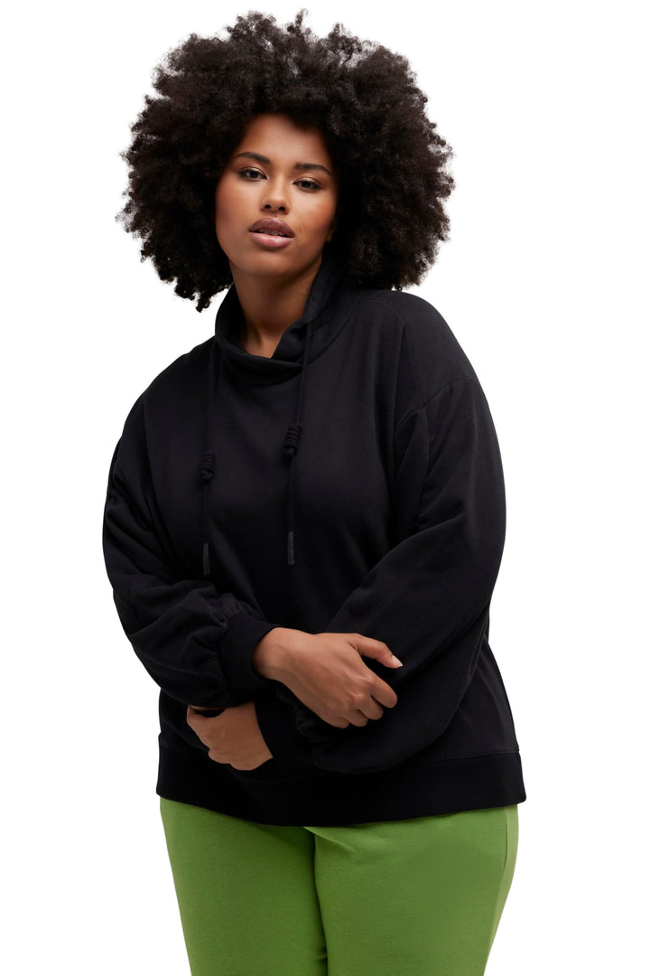 Ulla Popken Damen grosse Grössen Übergrössen Plus Size Sweatshirt, Kängurutasche, Oversized, Stehkra
