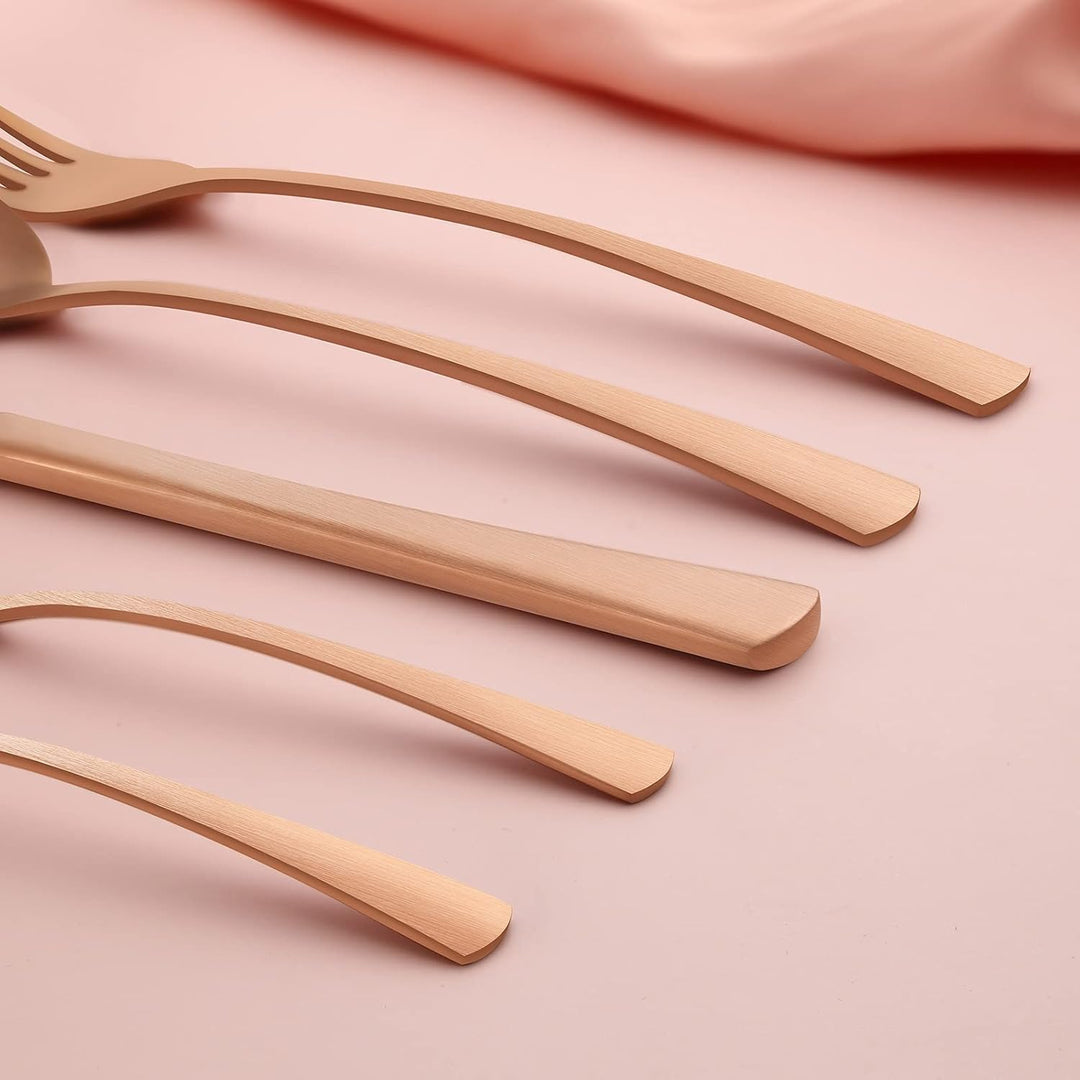 Bestdin Besteck Set 6 Personen, 30 teilig Edelstahl Besteckset Roségold Matt Essbesteck Set mit Mess