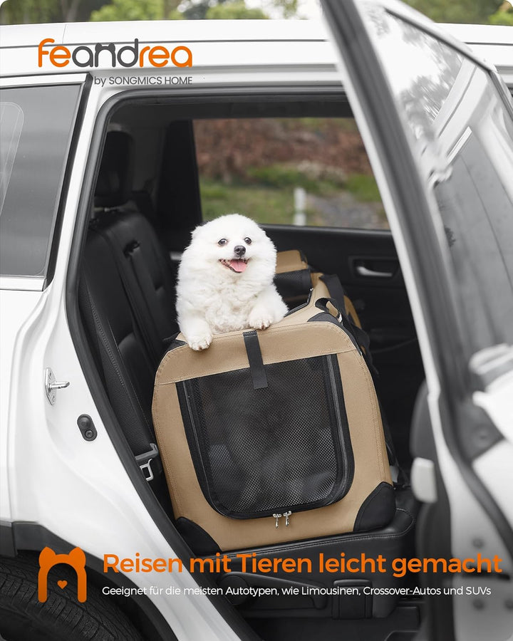 Feandrea Hundebox faltbar, Transportbox Hund, M, Hundetasche, Oxford-Gewebe, Netzstoff, atmungsaktiv