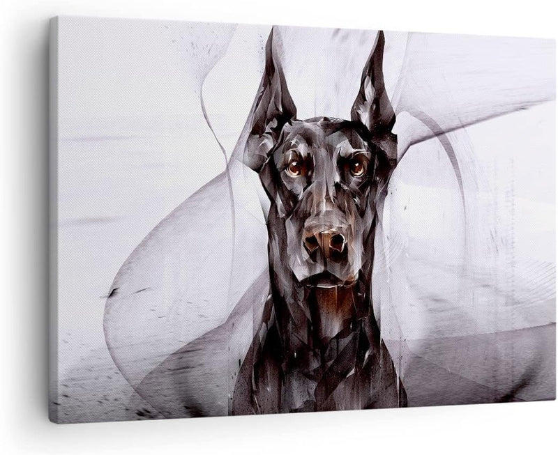 Bilder auf Leinwand Hund Abstraktion Leinwandbild mit Rahmen 70x50cm Wandbilder Dekoration Wohnzimme