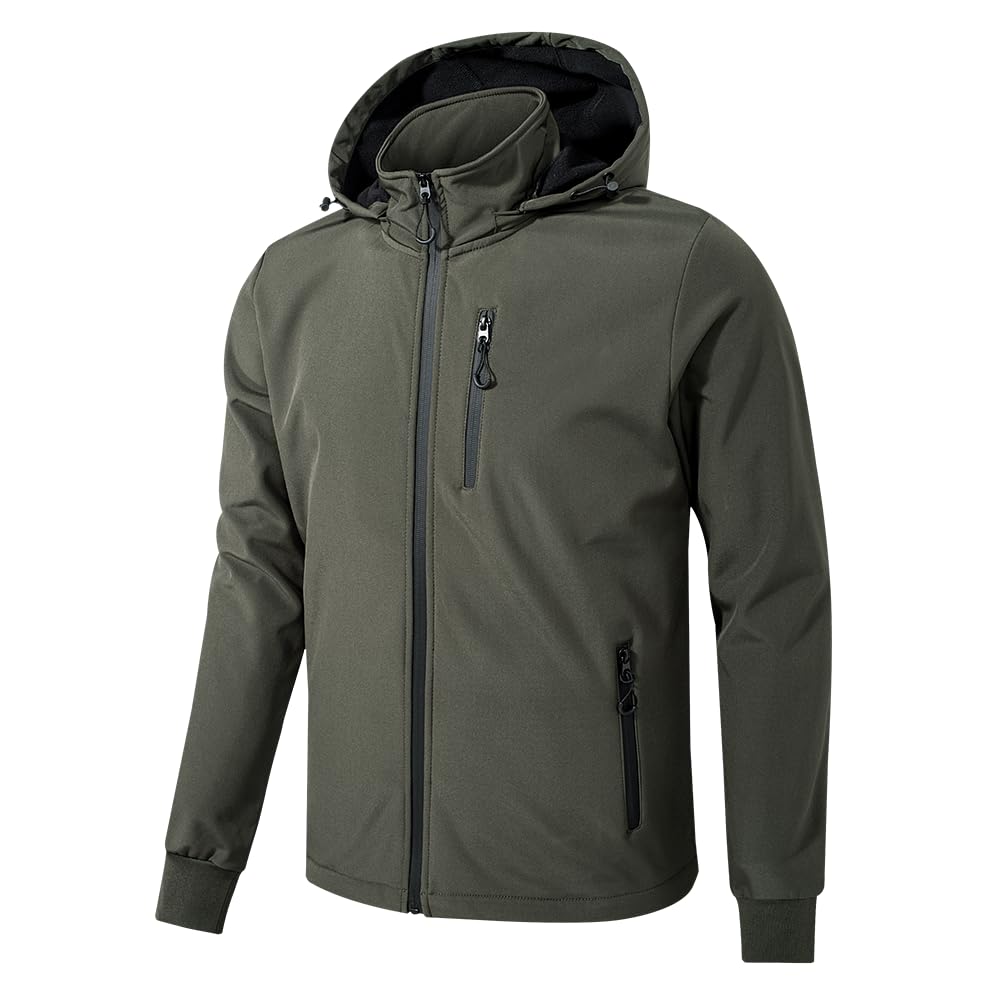 TONY BACKER Herren-Winterjacke, Softshelljacke, wasserdicht, winddicht, mit Kapuze, warme Jacke für