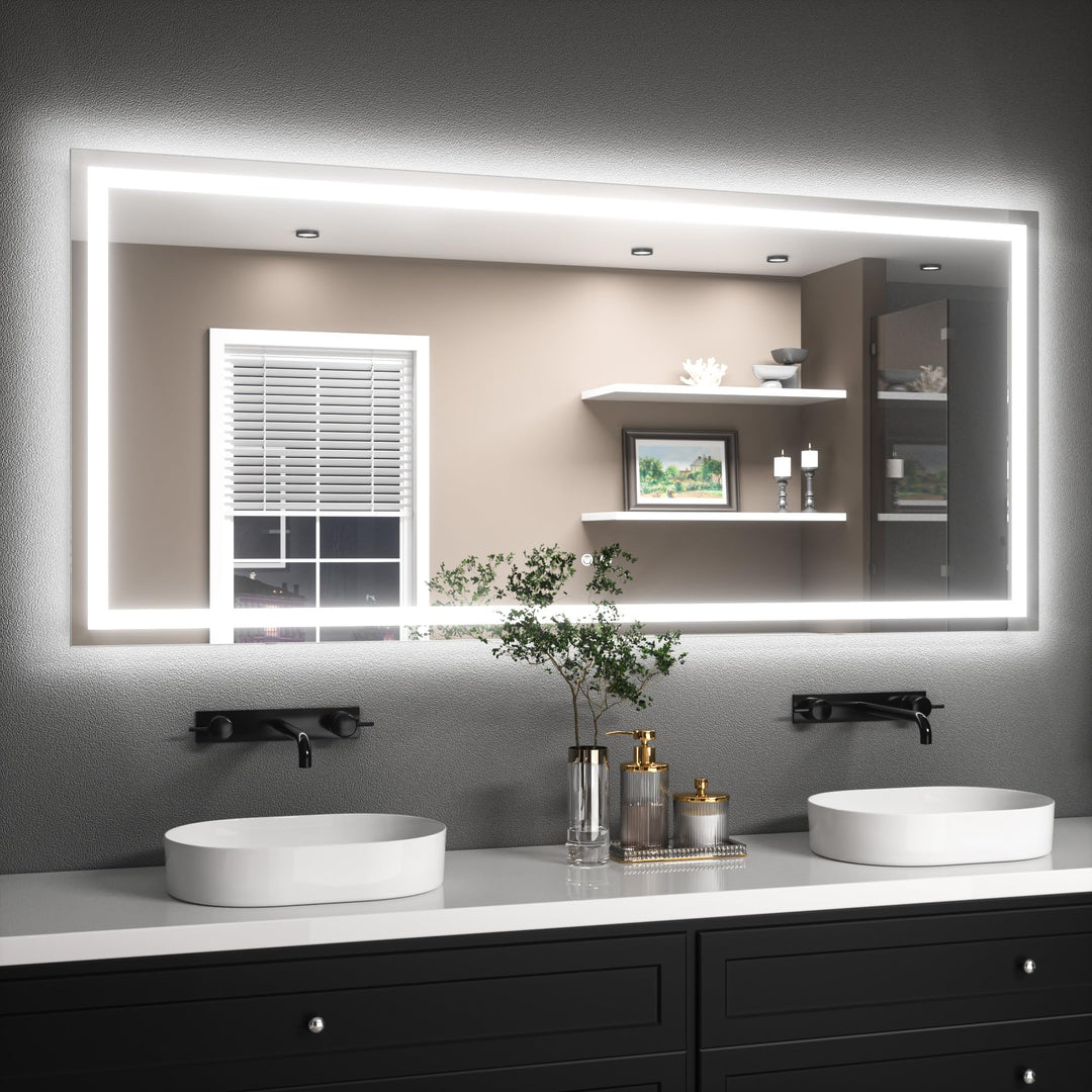 TETOTE Badspiegel mit Beleuchtung Beschlagfrei 180x80cm, Badezimmerspiegel Beleuchtet Badezimmer Wan