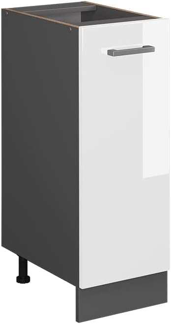 Vicco Apothekerschrank R-Line, Weiss Hochglanz/Anthrazit, 30 cm ohne Arbeitsplatte Weiss Hochglanz A