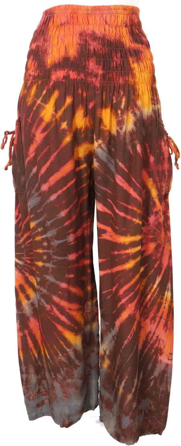 GURU SHOP Farbenfrohe Batikhose, Palazzohose, Weite Sommerhose, Damen, Synthetisch