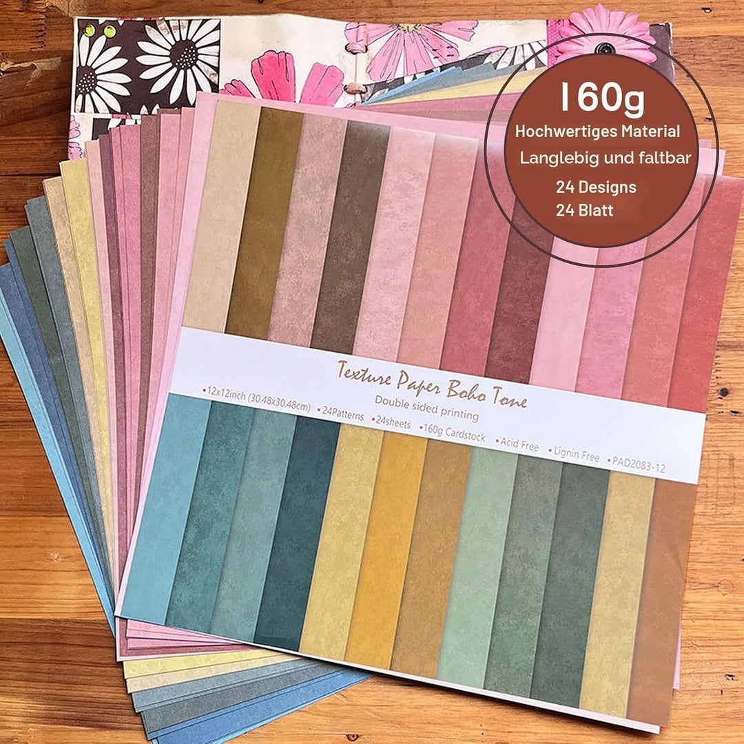 Scrapbook Papier Buntes Scrapbook Bastelpapier mit Muster, Doppelseitiges Decoupage Papiere Motivpap