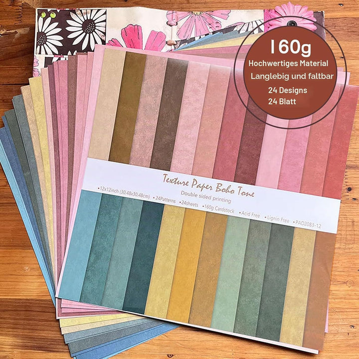 Scrapbook Papier Buntes Scrapbook Bastelpapier mit Muster, Doppelseitiges Decoupage Papiere Motivpap