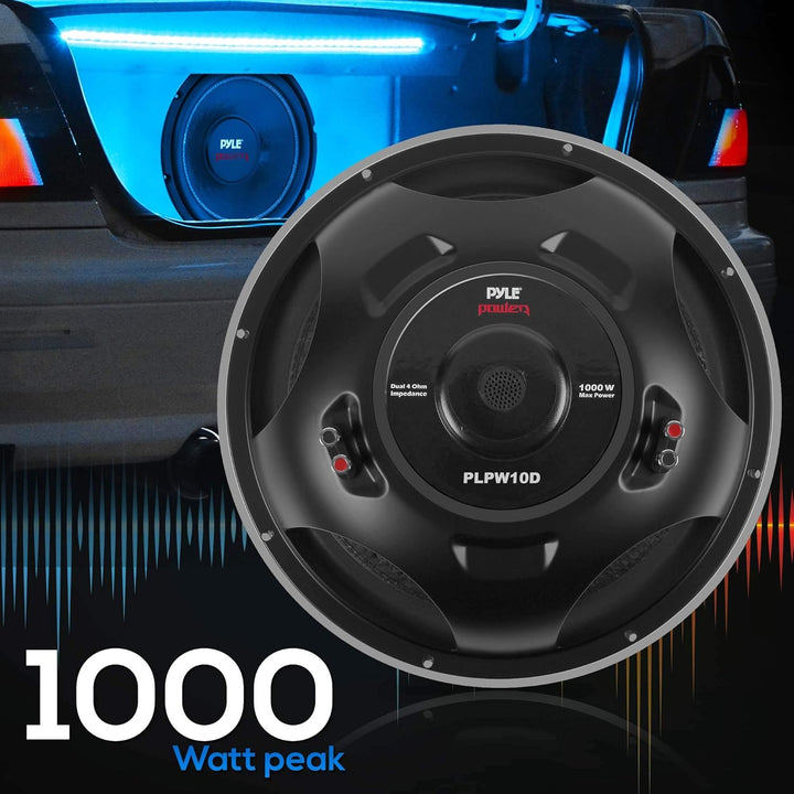 Pyle PLPW10D Subwoofer 1000 W 25,4 cm, Doppelschwingpule, 4 Ohm