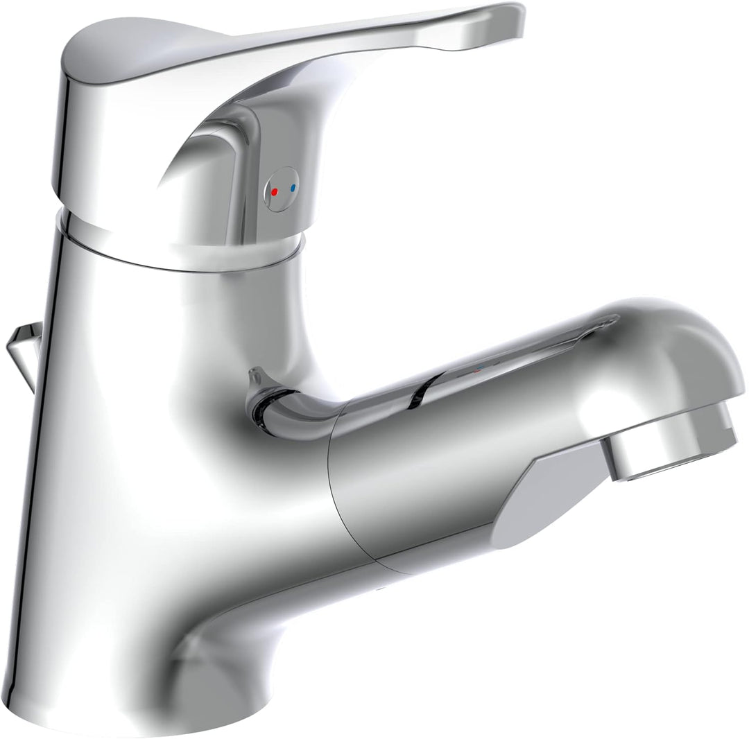 ATTICA 22150 Waschtischarmatur Bad, Wasserhahn mit Haarbrause, Badarmatur mit ausziehbarer Brause zu