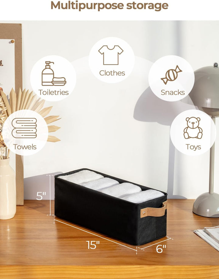StorageWorks schmaler Aufbewahrungskorb Stoff, faltbarer Badezimmer Organizer zum Ordnen, lange Aufb