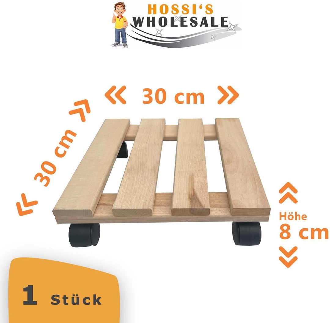 10x Rolluntersetzer eckig Pflanzroller 30x30 cm - max. 120 kg Traglast - aus Buchenholz - Stabil & r