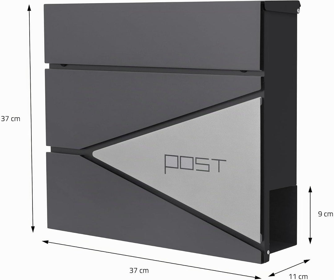 ECD Germany Standbriefkasten mit Zeitungsfach, Design Briefkasten mit Pfosten, Briefkastenanlage, Br