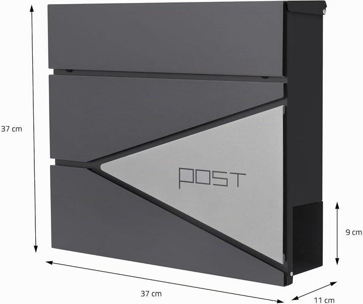 ECD Germany Standbriefkasten mit Zeitungsfach, Design Briefkasten mit Pfosten, Briefkastenanlage, Br