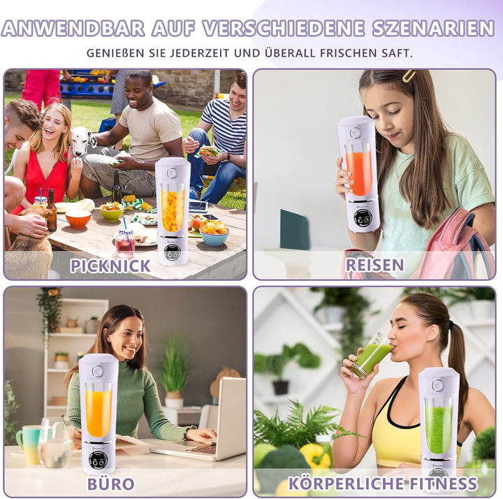 EasySpeed Tragbarer Mixer, 700 ml Persönlicher Mini-Mixer, 1500 mAh Elektrisch Typ C über USB, 12 Ed