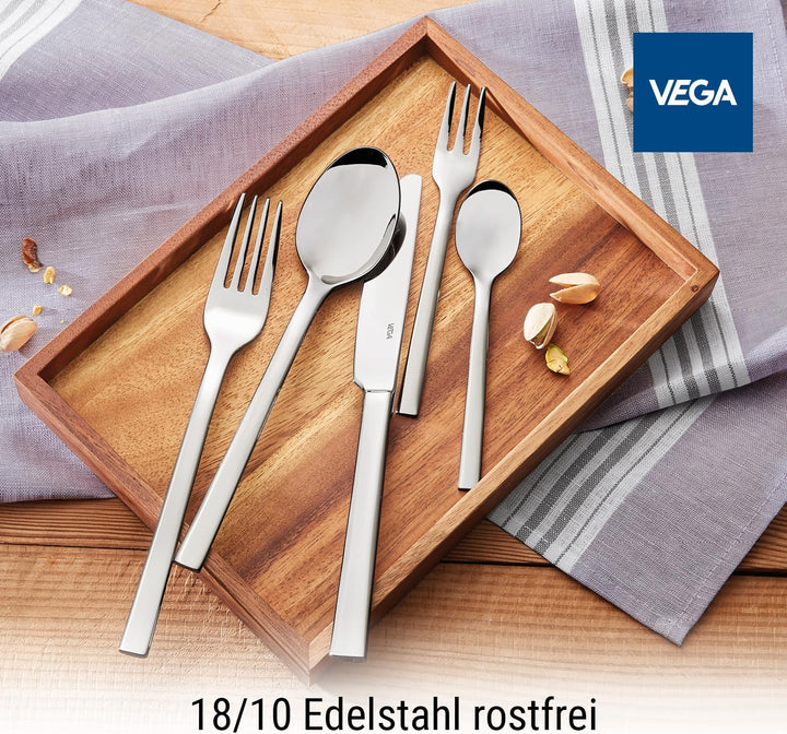 VEGA Native Besteckset 30-teilig für 6 Personen, Edelstahl 18/10, Silber | Spülmaschinenfest &amp; rostf