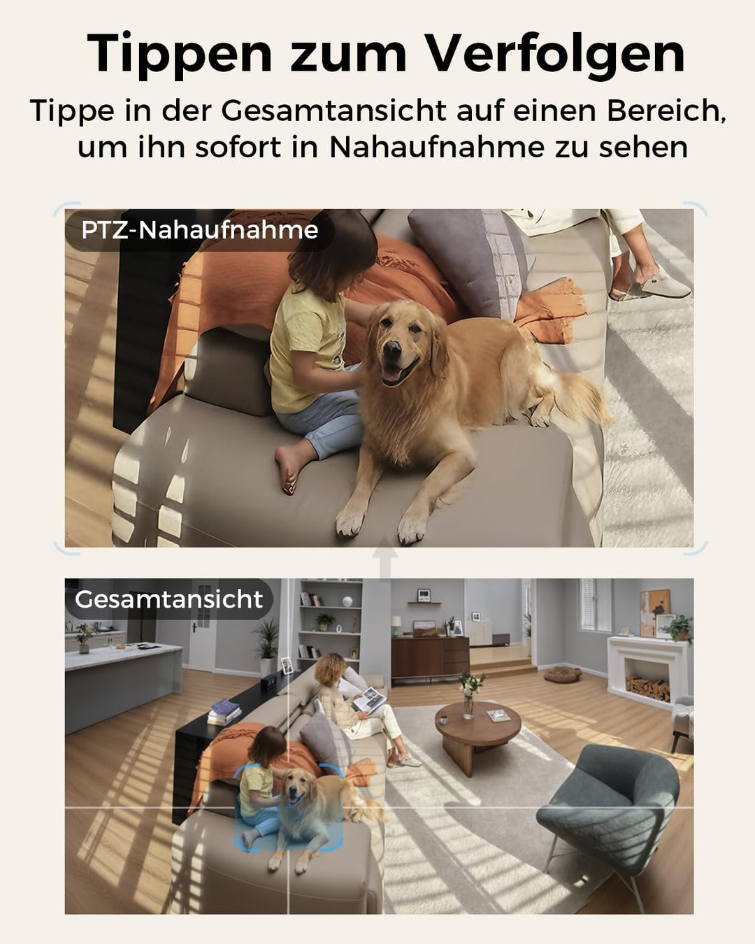 virtavo Überwachungskamera Innen 1080p Kamera Überwachung Innen 360° PTZ WLAN Kamera FHD 2-Wege-Audi