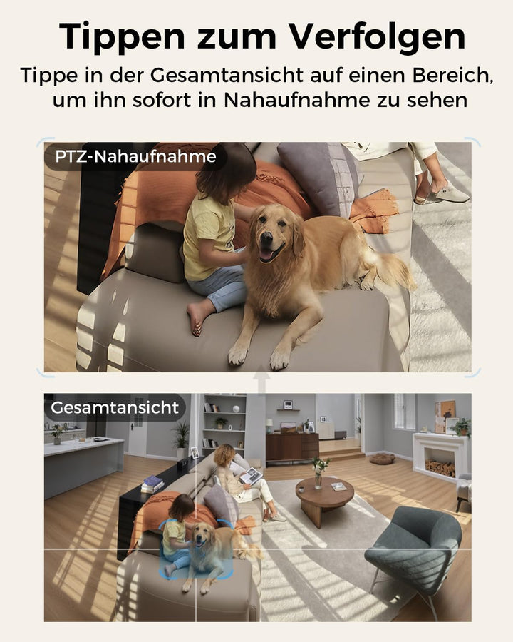 virtavo Überwachungskamera Innen 1080p Kamera Überwachung Innen 360° PTZ WLAN Kamera FHD 2-Wege-Audi