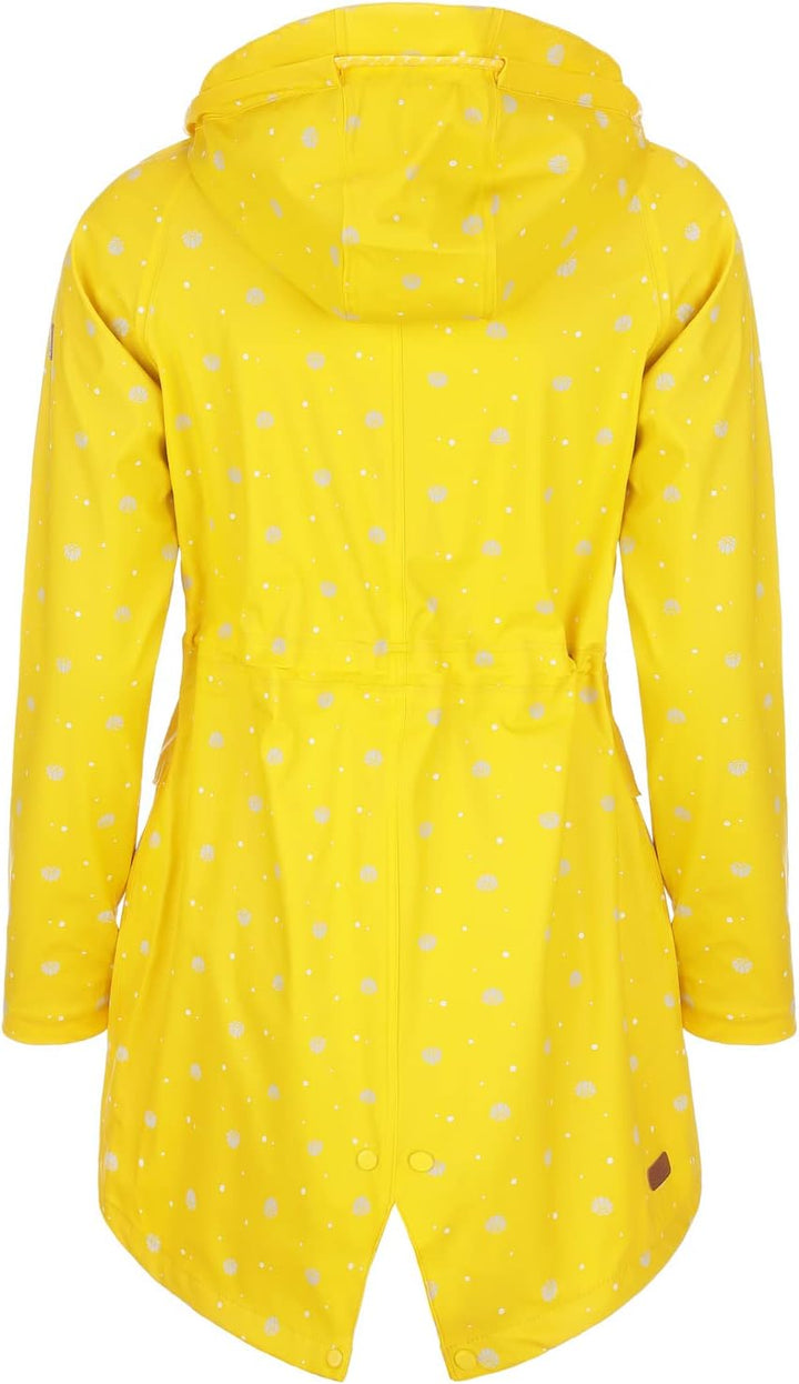 Leitfeuer Damen Regenmantel Kurzmantel mit Allover-Print Muschel - PU-Regenjacke Outdoorjacke wasser