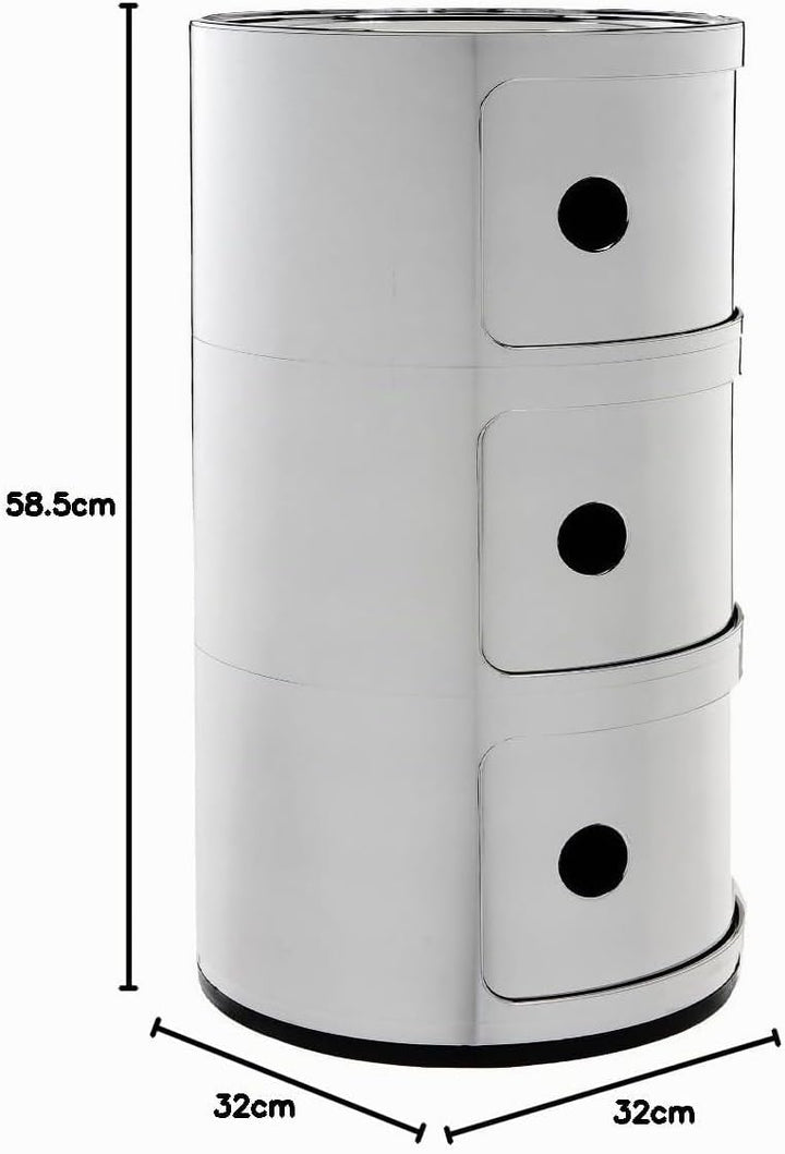 Kartell Componibili, 3 Elements, Verchromt, Runde Basis 3-fächer Verchromt, 3-fächer Verchromt