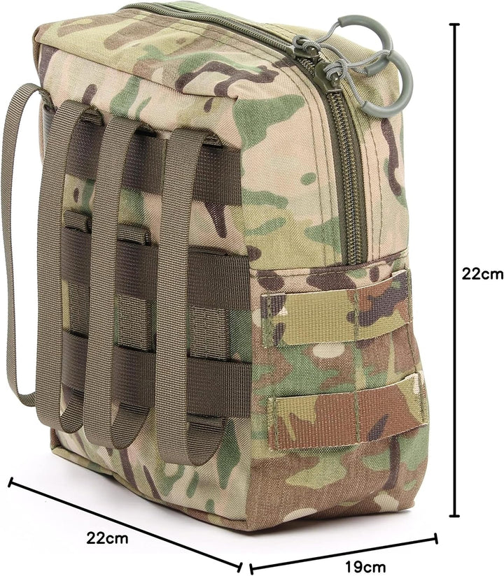 Zentauron Reissverschlusstasche L mit MOLLE-System I BW-Tasche, Rucksack Zusatztasche L Multicam, L