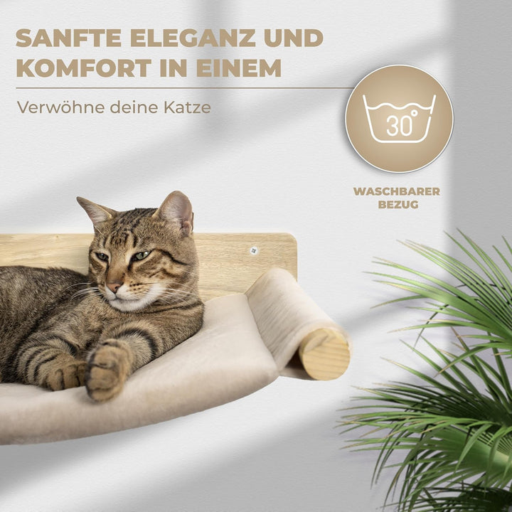 WOOWOOD Katzen Kletterwand 3-teilig, Hängematte und 2 Katzentreppen, 3-teilig