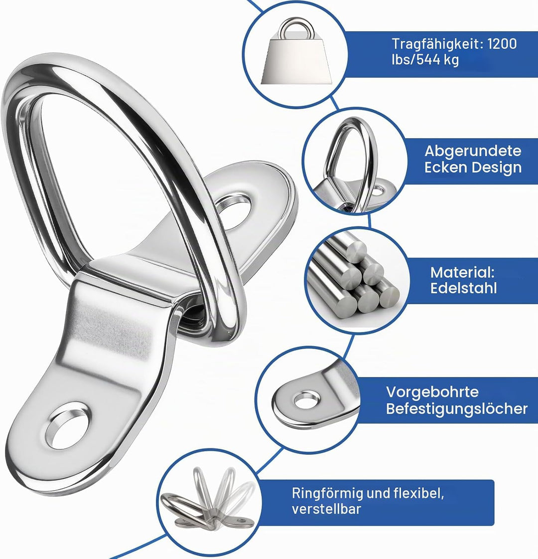 8 Stück D Ring Zurrösen Edelstahl Zurrösen für Anhänger D Rings Heavy Duty für LKW, SUVs, Anhänger,