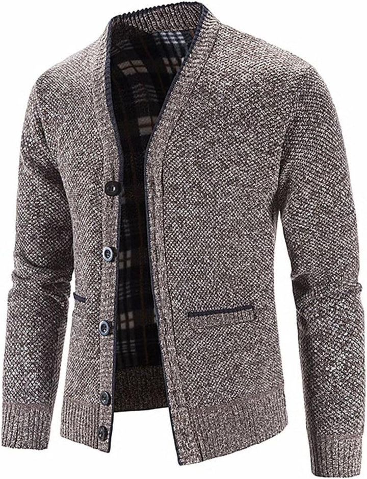 Strickjacke Herren Cardigan Pullover - Gestrickt Trachtenjacke Cardigan Herren Schwarz Grau mit Tasc
