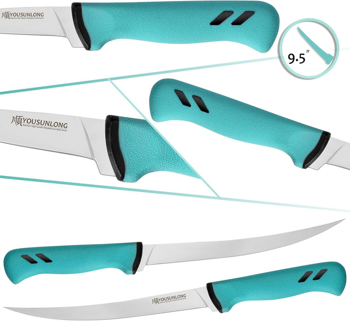 YOUSUNLONG Professionelles Fischfiletiermesser & Ausbeinmesser 245 mm – Klinge aus hochkohlenstoffha