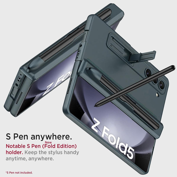 Miimall Kompatibel mit Samsung Galaxy Z Fold 5 Hülle, Fold 5 Hülle mit Stifthalter [Magnetischer Sch