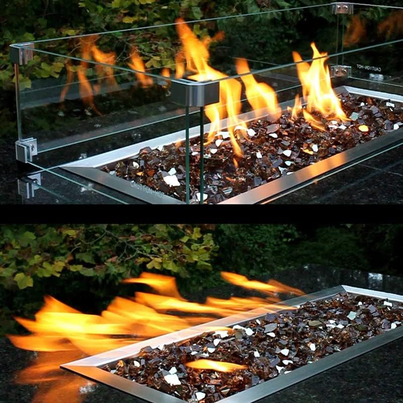 MESIDA 60 x 60 x 15 cm Feuerstelle, Glas-Windschutz, gehärtetes Glas, Feuerstelle, Tischschild, dick